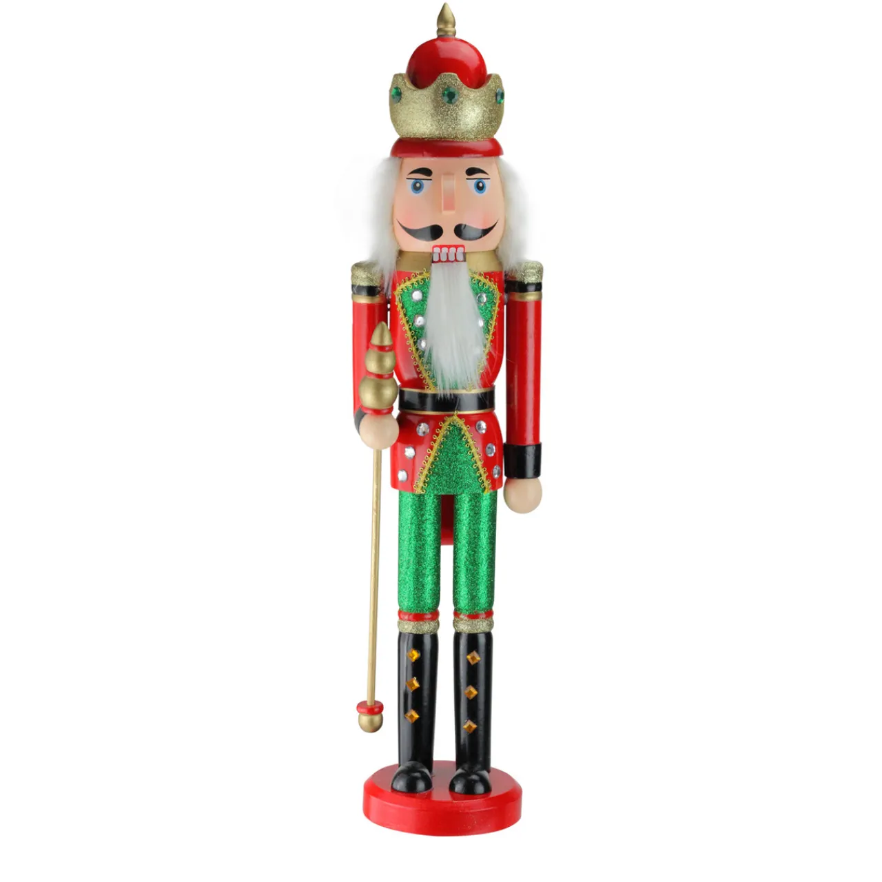 Sale 24" Red and Green Wooden Christmas Nutcracker King with Scepter Nutcrackers