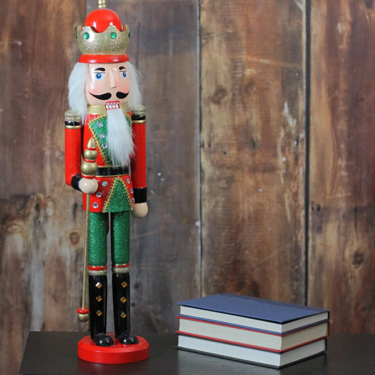 Sale 24" Red and Green Wooden Christmas Nutcracker King with Scepter Nutcrackers