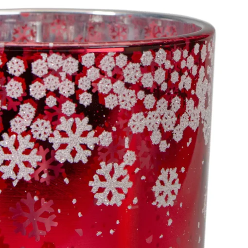 Sale 5" Red and Shiny Silver Deer in Winter Woods Flameless Candle Holder Flameless Candles