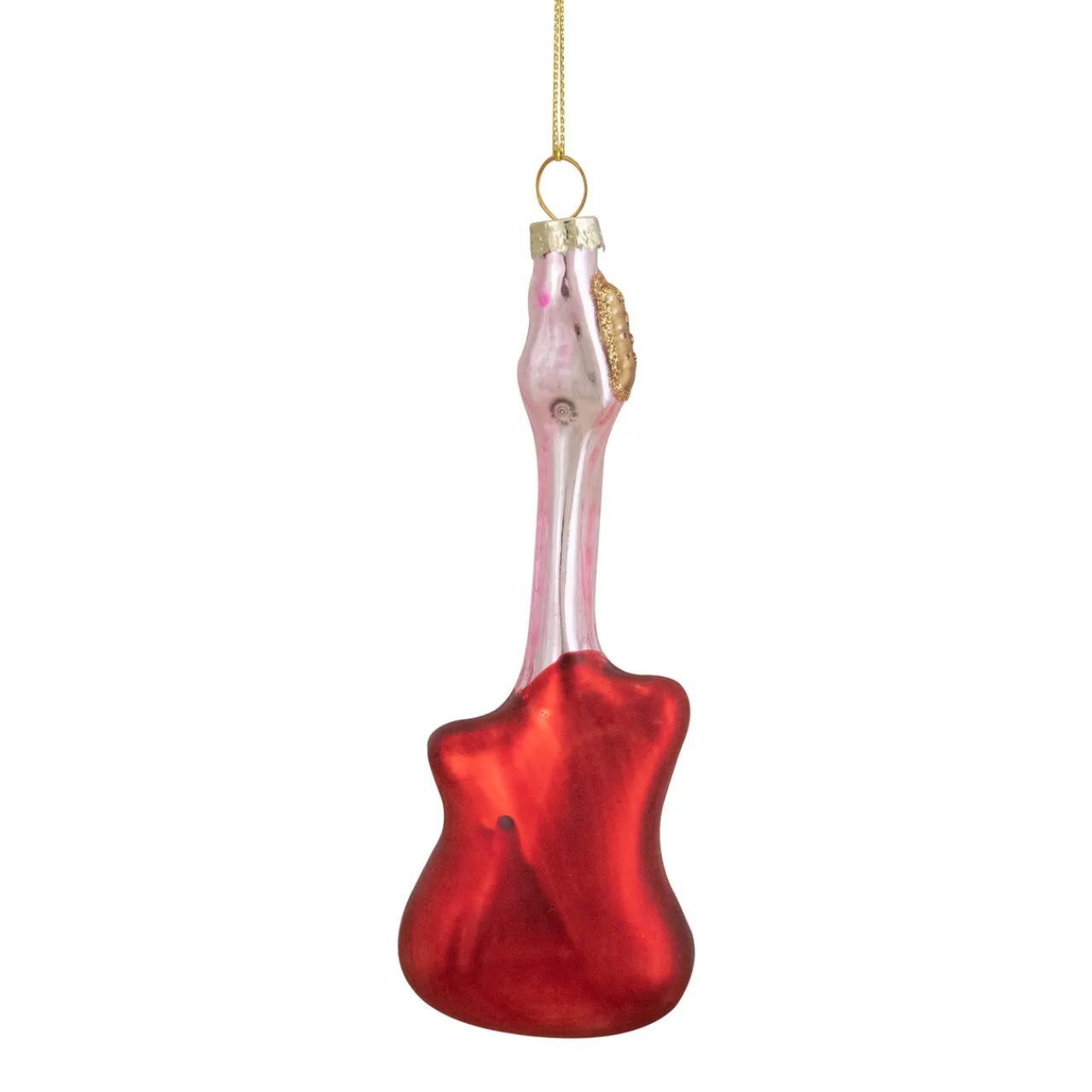 Clearance 6" Red and Silver Glass Bass Guitar Christmas Ornament Entertainment