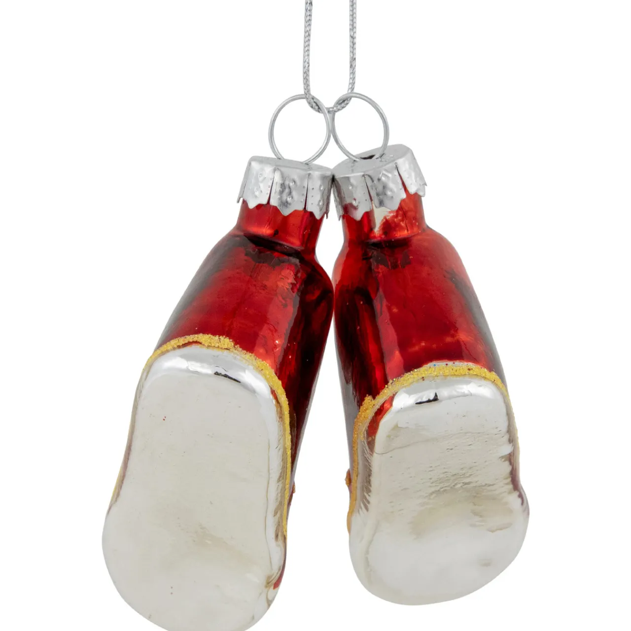 Hot 2.25" Red and Silver Sneakers Glass Christmas Hanging Ornament Fashion & Beauty
