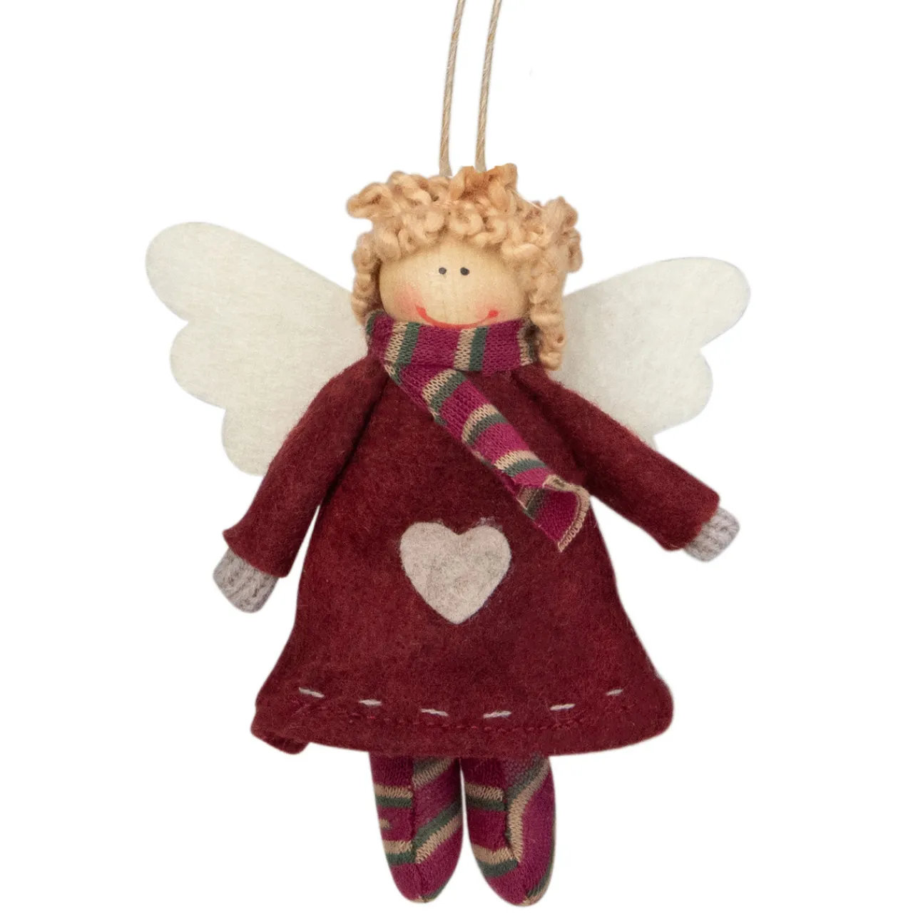 New 4.25" Red and White Angel with Wings Hanging Christmas Ornament Angels & Cherubs