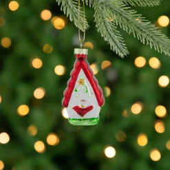 Discount 3.25" Red and White Birdhouse with Cardinal Glass Christmas Ornament Animals