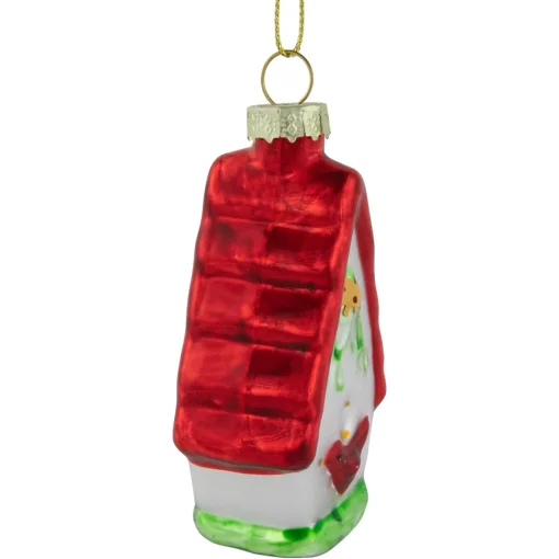 Discount 3.25" Red and White Birdhouse with Cardinal Glass Christmas Ornament Animals