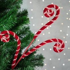 Online 27" Red and White Candy Cane Curls Christmas Spray Sprays, Picks & Branches