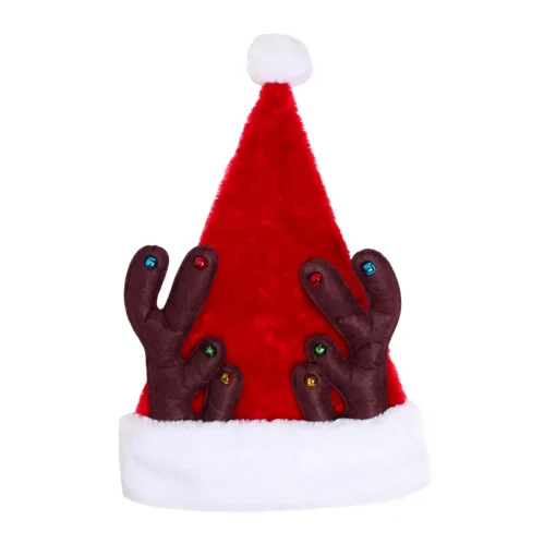 Discount 48" Red and White Christmas Santa Hat with Antlers Costumes