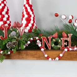 Hot 6' Red and White Frosted Peppermint Candy Christmas Garland, Unlit Unlit