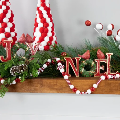 Hot 6' Red and White Frosted Peppermint Candy Christmas Garland, Unlit Unlit
