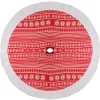 Outlet 48" Red and White Knitted Snowflake Christmas Tree Skirt with Faux Fur Trim Cloth|Metal