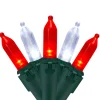 Clearance 50 Red and White LED Mini Christmas Lights - 16.25 ft Green Wire Led