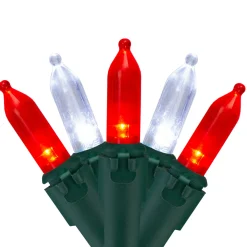 Clearance 50 Red and White LED Mini Christmas Lights - 16.25 ft Green Wire Led