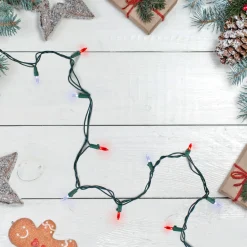 Clearance 50 Red and White LED Mini Christmas Lights - 16.25 ft Green Wire Led