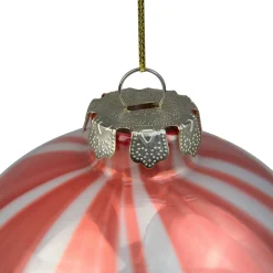 New 4" Red and White Marbled Glass Christmas Ornament Glass|Ball Ornaments