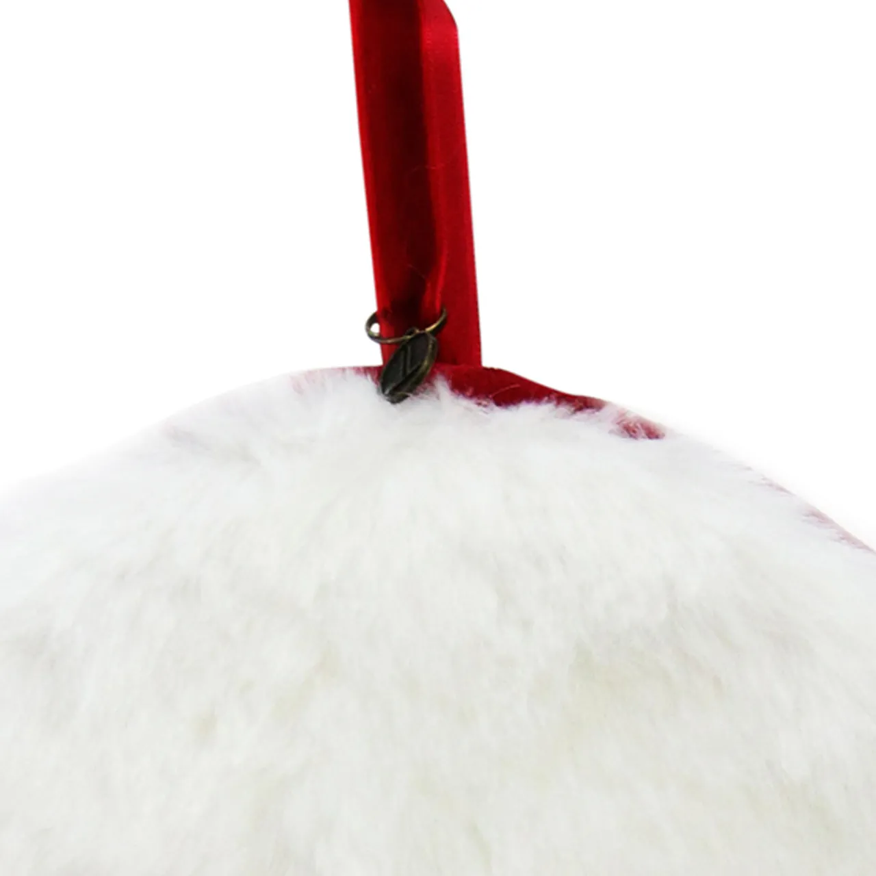 Discount 7.5" Red and White "Merry Christmas" Faux Fur Decorative Christmas Disc Ornament Novelty