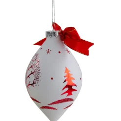 Clearance 5" Red and White Moose Christmas Teardrop Ornament Animals