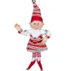 Online 13" Red and White Peppermint Striped Elf with Jingle Bells Elves & Fairies