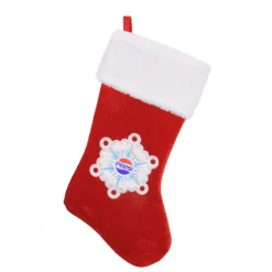 Best 19.25" Red and White Pepsi Snowflake Embroidered Christmas Stocking Stockings
