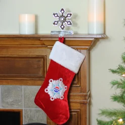 Best 19.25" Red and White Pepsi Snowflake Embroidered Christmas Stocking Stockings
