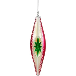 Online 6.75" Red and White Retro Reflector Finial Glass Christmas Ornament Finials|Pendants
