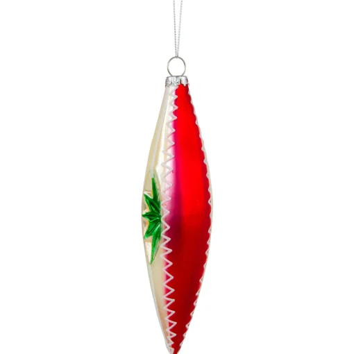Online 6.75" Red and White Retro Reflector Finial Glass Christmas Ornament Finials|Pendants