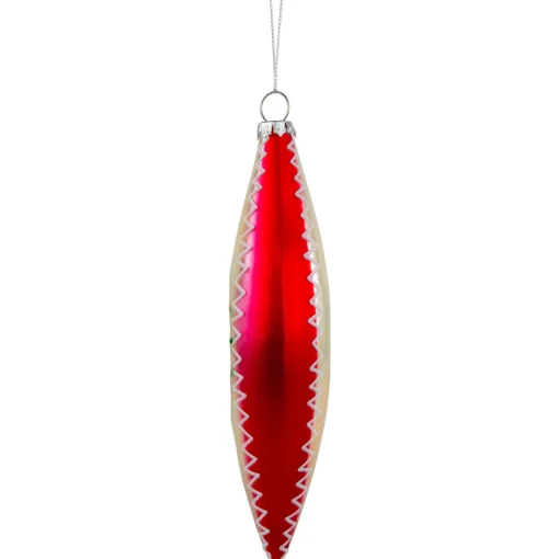 Online 6.75" Red and White Retro Reflector Finial Glass Christmas Ornament Finials|Pendants