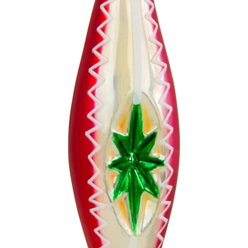 Online 6.75" Red and White Retro Reflector Finial Glass Christmas Ornament Finials|Pendants