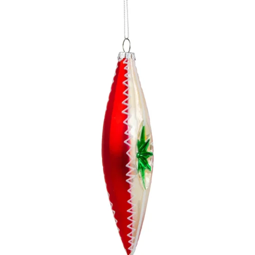 Online 6.75" Red and White Retro Reflector Finial Glass Christmas Ornament Finials|Pendants