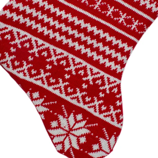22" Red and White Rustic Lodge Knit Christmas Stocking with Cuff Stockings