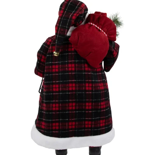 Online 24" Red and White Santa Claus with Lantern and Gift Bag Christmas Figure Santa Claus