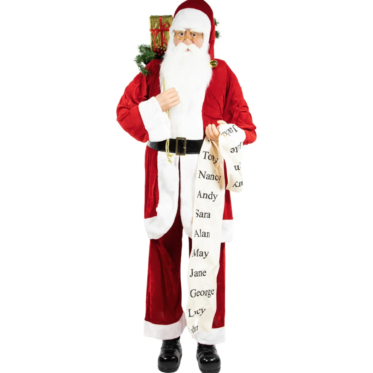 Hot 72" Red and White Santa Claus with Naughty or Nice List Christmas Figure Santa Claus
