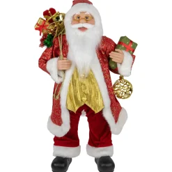 Best 24" Red and White Santa with Gift Bag and Presents Christmas Figure Santa Claus