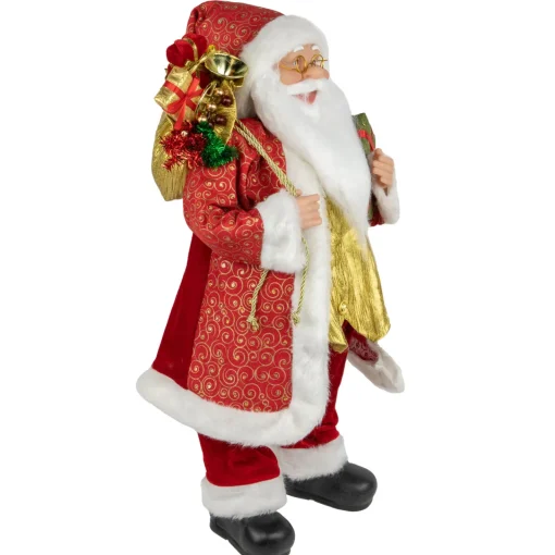 Best 24" Red and White Santa with Gift Bag and Presents Christmas Figure Santa Claus