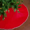 Outlet 48" Red and White Shell Reversible Christmas Tree Skirt Cloth|Metal