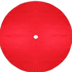 Outlet 48" Red and White Shell Reversible Christmas Tree Skirt Cloth|Metal