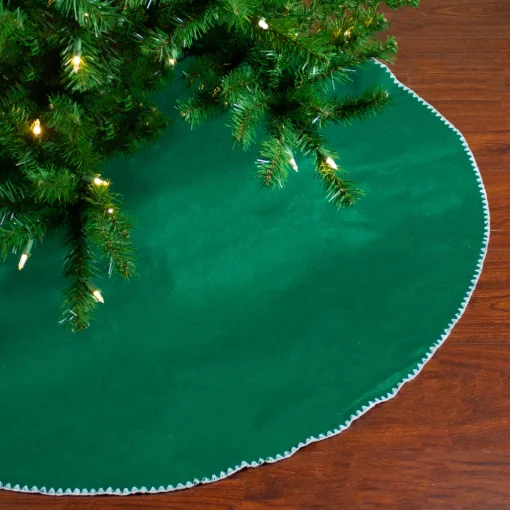 Outlet 48" Red and White Shell Reversible Christmas Tree Skirt Cloth|Metal