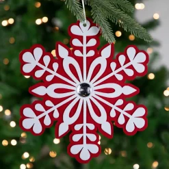 Discount 10" Red and White Snowflake Christmas Ornament with Gem Icicles|Snowflakes