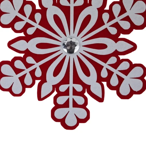 Discount 10" Red and White Snowflake Christmas Ornament with Gem Icicles|Snowflakes