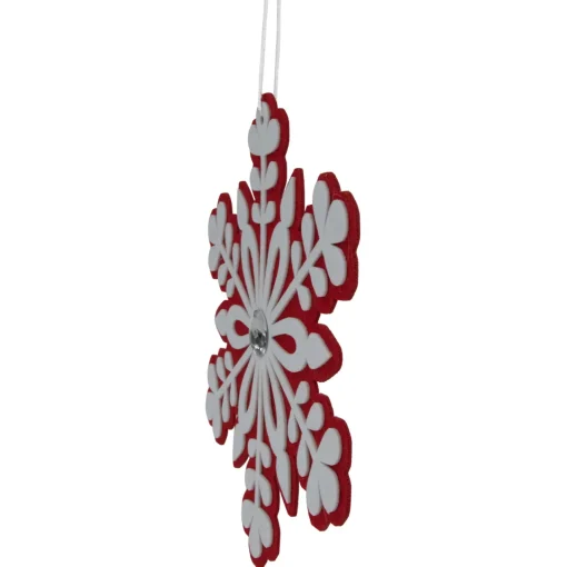 Discount 10" Red and White Snowflake Christmas Ornament with Gem Icicles|Snowflakes