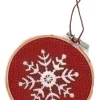 Discount 4.5" Red and White Snowflake in Hoop Loom Christmas Ornament Icicles|Snowflakes