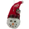 Clearance 5" Red and White Twas the Night Snowman Head with Plaid Hat Christmas Ornament Snowmen