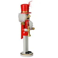 Outlet 14" Red and White Wooden Christmas Nutcracker with Horn Nutcrackers
