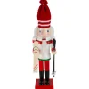 14" Red and White Wooden Skiing Christmas Nutcracker Nutcrackers