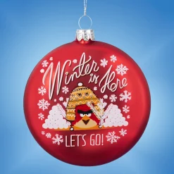 Discount 4" Red Angry Birds "Winter Is Here" Christmas Disc Ornament Disk Ornaments