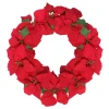 Outlet 24" Red Artificial Poinsettia Flower Christmas Wreath - Unlit Poinsettias