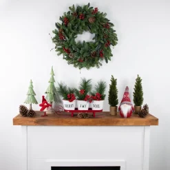 30'' Red Berries and Pine Cones Christmas Wreath, Unlit Unlit