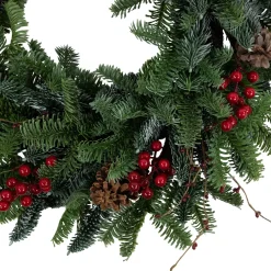 30'' Red Berries and Pine Cones Christmas Wreath, Unlit Unlit