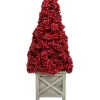 Clearance 24" Red Berry Cone Potted Christmas Topiary Topiaries