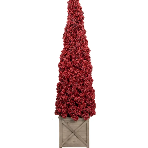 Discount 50" Red Berry Cone Potted Christmas Topiary Topiaries