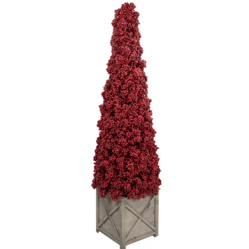 Discount 50" Red Berry Cone Potted Christmas Topiary Topiaries