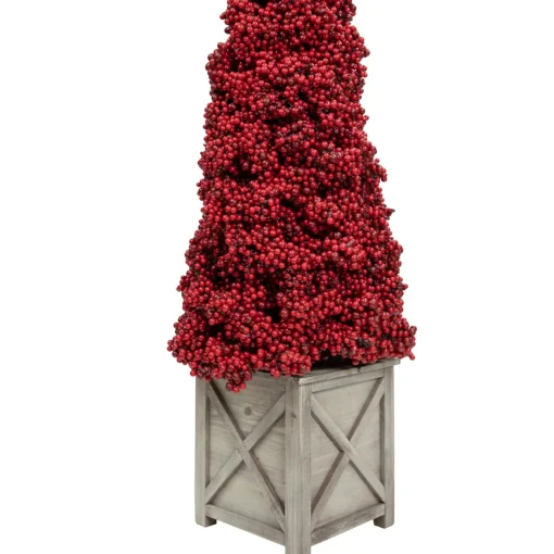 Hot 40" Red Berry Cone Potted Christmas Topiary Topiaries